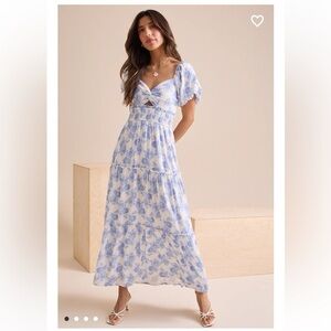 Altar'd State Blue and White Floral Maxi Dress